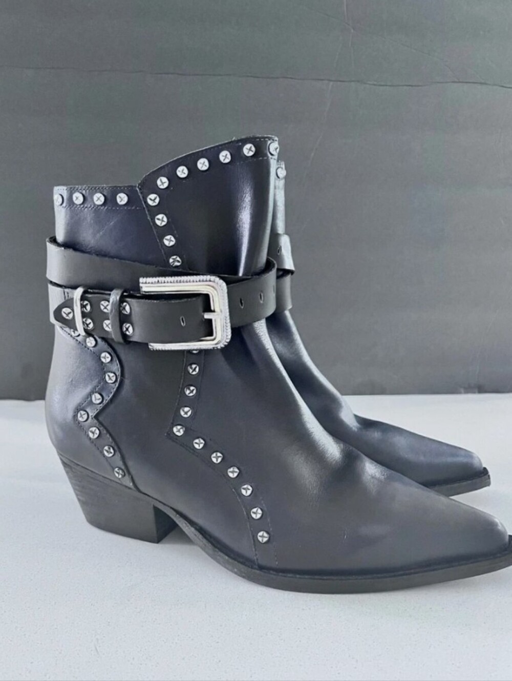 Free People Billy western black leather Boots size 37 Pre Loved
